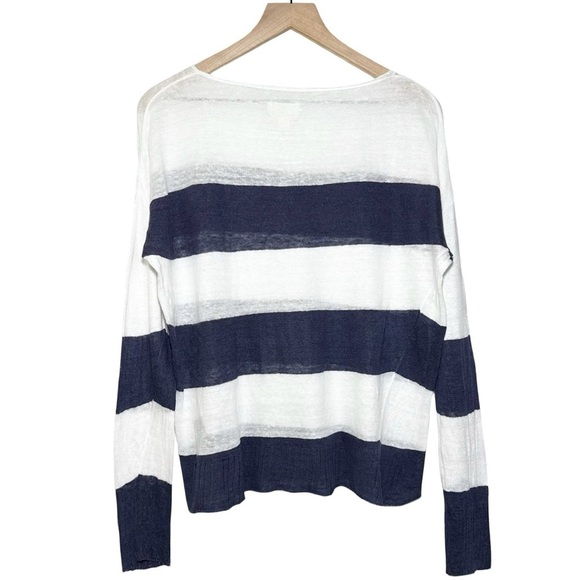 Nili Lotan Striped Linen Top in Navy / White - Picture 2 of 8